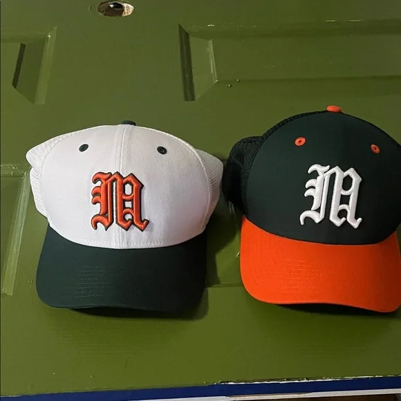 New Era White and Black Hats with Orange and White Accents - Picture 1 of 4